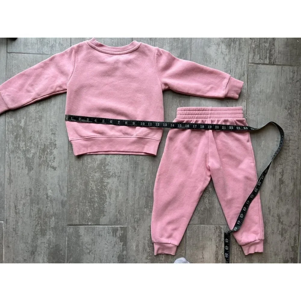CHAMPION Toddler Girls 2 Piece Outfit Set Fleece Jogger Sweatshirt Sweatsuit 3T